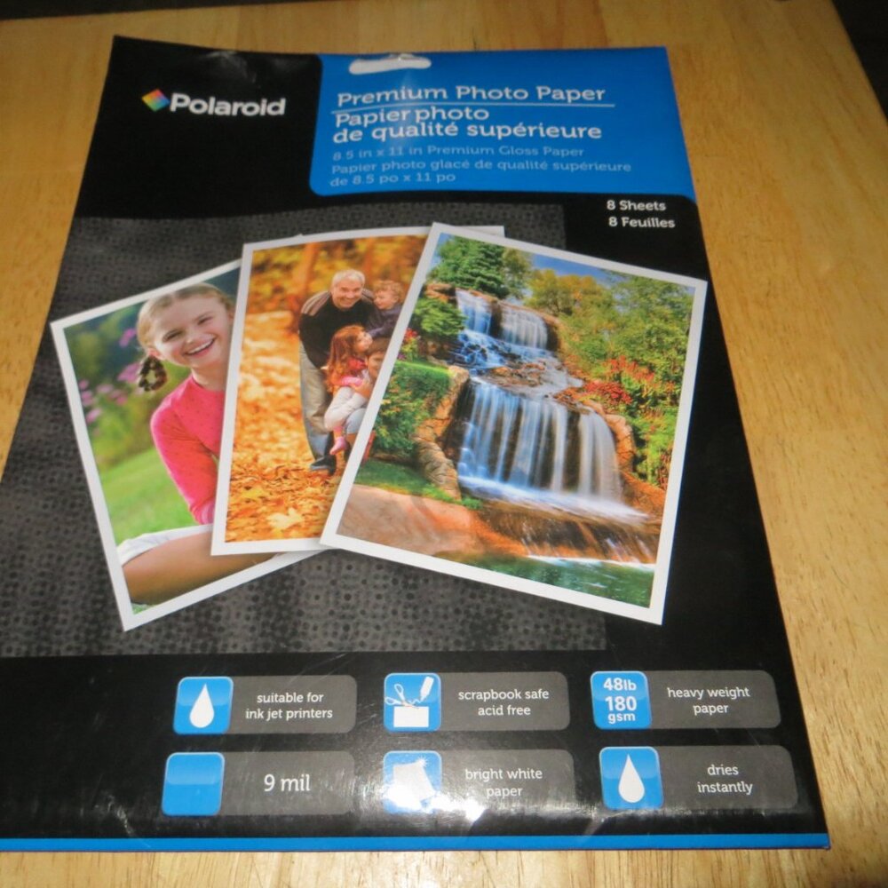 0423W Polaroid Premium Gloss 8pk Photo Paper